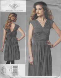 1253 VOGUE TRACY REESE STRETCH KNIT TWISTED DRESS, PETTICOAT PATTERN 12-18 UNCUT